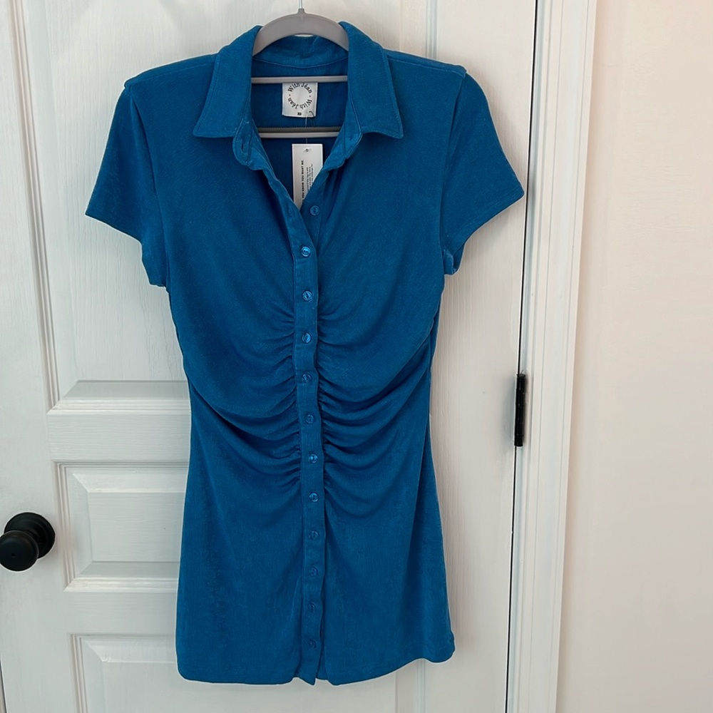 NWT - With Jean Alexa Ruched Button Front Dress